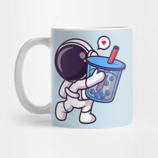 Cute Astronaut Holding Boba Milk Tea Drink Shape Cartoon Mug